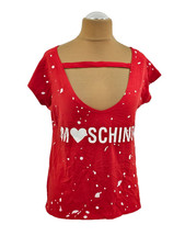 40-42 T-shirt rot Herzen Muster MOSCHINO Baumwolle lässig casual