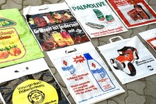 8x WERBETÜTE 60er 70er Degussa Palmolive Drinkjes Reklame Werbung Klappfahrrad