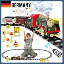 Elektrischer Zug Set Eisenbahn- 4 Wagen, Sound, Licht und Rauch -Dampflokomotive