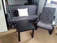 ikea sofa gebraucht als Bett ausklappbar,  mit Sessel und kleinen Tisch 