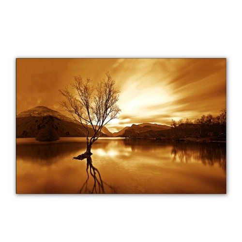 Landschaft wandbild creme - wandbild,