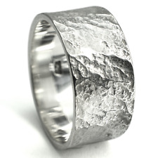 Breiter Ring aus 925 Silber für Damen Silberring Damenring 9mm steinig gehämmert