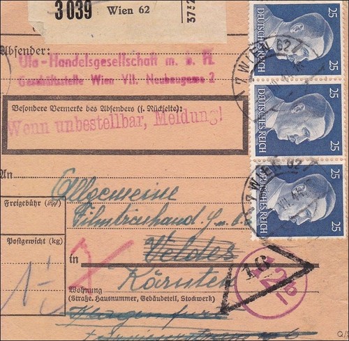 Iii reich paketkarte - paketkarte, von