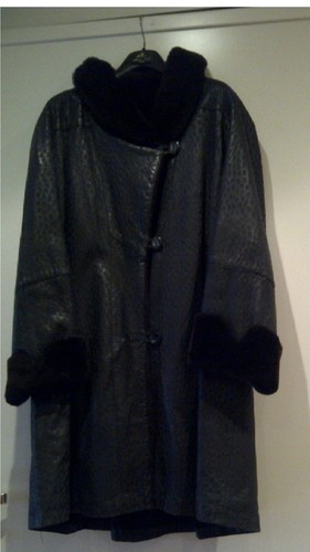 Mantel jacke schwarz echtleder - mantel,
