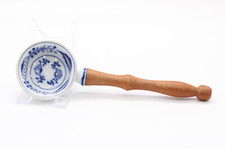Antiker Porzellan Sieblöffel Sieb Holzgriff Zwiebelmuster Vintage Länge 21,5 cm