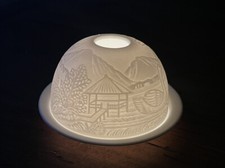 !!! Dome Light Teelichthalter Landschaft mit Schwänen weiss !!!