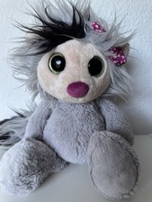 Nici Ayumi Plüschtier Stofftier grau schwarz pinke Schleife Glitzeraugen grün
