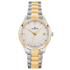 Dugena 4460868 Damenuhr Tresor Edelstahl Zifferblatt Weiss Datum Bicolor