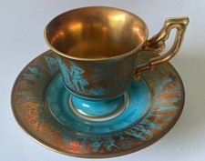 edle Mokkatasse * Karlsbader * DW * Fine Porcelain * türkis-gold