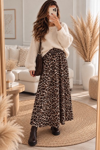 Damen maxirock leopardenmuster - maxirock,