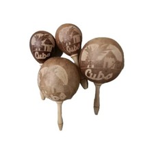 Vintage - Souvenir Cuba Rassel Maracas Percussion Shaker Instrument 4 Stück