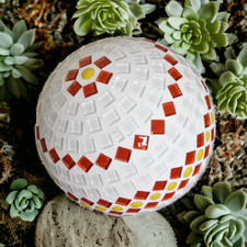 Mosaik rosenkugel weiß rot - mosaik,