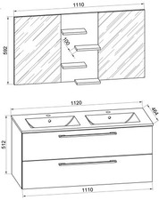3-tlg. Doppel Waschplatz Zwei