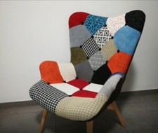 Sessel Stuhl Stoff Patchwork