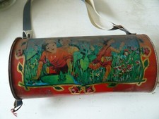 Alte Botanisiertrommel Kindermotiv Shabby Chic Vintage Blechtasche Dose Deko