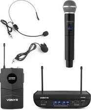 Vonyx WM82C Digitales UHF 2-Kanal Drahtlos-Mikrofonset mit Hand- und Taschensend