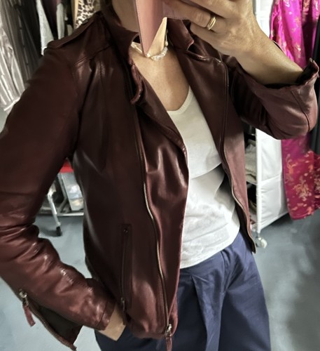 Oakwood lederjacke burgundy - lederjacke,
