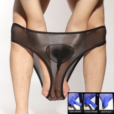 Herren-Slip Seidig Glänzende Unterwäsche Penishülle Glänzendes Transparentes ▽