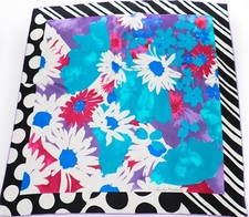 Christian Fischbacher Seidentuch - Blumen / Punkte / Streifen - rosa / blau