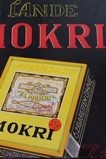 MOKRI WERBE PLAKAT KARTON ZIGARETTEN WERBUNG 50x34cm