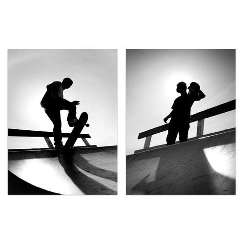 Skater silhouette half pipe - silhouette,