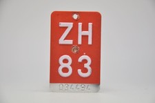 Fahrrad Nummernschild Kennzeichen Velo plate ZH 83 Zürich Schweiz 1983