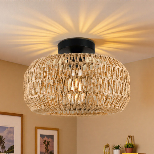 Rattan deckenlampe boho - rattan,