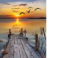 Kunstvoller Sonnenaufgang 5D-Diamond painting Set, ohne Bilderrahmen 30x40 cm