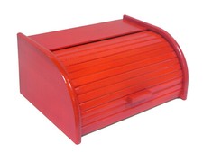 Hölzerner Brotkasten mit Rolloberseite für die Lagerung von Laib Klein rot