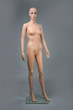 Damen Schaufensterpuppe Hautfarben Frau geschminkt, inkl. Glasplatte, 176cm