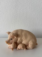 Schwein Sau Figur Mit 5 Ferkeln Sammlerstück Deko Geschenk Glücksbringer