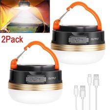 2x LED Campinglampe Hängelampe USB Aufladbar Camping Laterne Akku Zeltlampe DHL