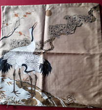 Kissen ( zwei)  - Hülle - 35 cm x 35 cm  - Seide - Vögel/Kranich - unbenutzt