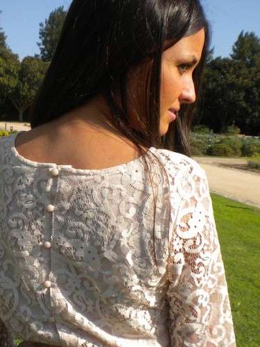Beige spitzen bluse - spitzen,