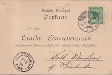 DR, Postkarte ab Darmstadt nach Guntersblum 1896