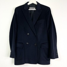 Jil Sander Blazer Vintage Anzugjacke Gr.36 Damen Blau Kaschmir Doppelreiher