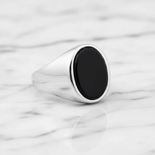 Schwarzer Onyx Ring Silber –