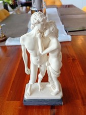 Liebespaar Jugendstil Alabaster Figur Skulptur Dekoration "Anlehnen" 25cm x 12cm