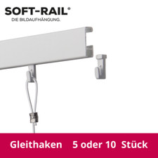 5 St. oder 10 St., Gleithaken, Silber / Weiß, für Bilderschiene & Galerieschiene