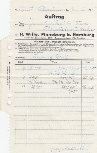 Pinneberg rechnung 1938 h - pinneberg,,