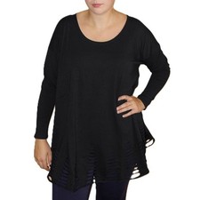 BORIS INDUSTRIES trendig Tunika Long Shirt 46-48-50 A-Linie cut-outs schwarz