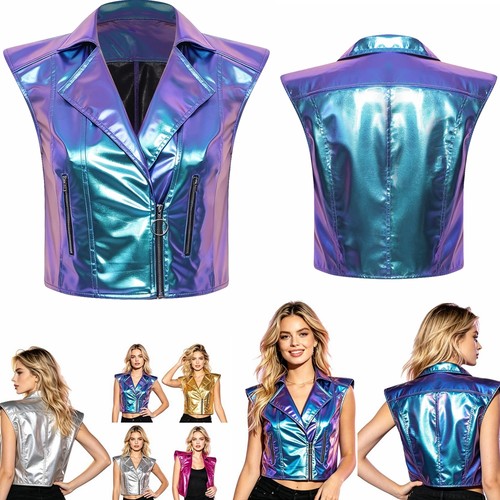 Damen wetlook weste lackleder - damen,