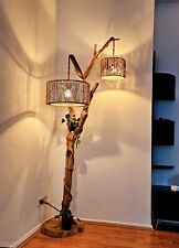 Standleuchte Stehlampe Holz Wohnzimmerlampe Landhausstil Hanfseil braun H 190 cm