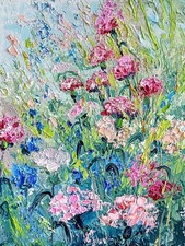 Nelken Blumen Ölmalerei 15x20