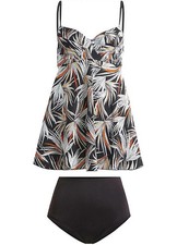 Bügel Tankini mit High Waist Bikinihose Gr. 48 (85) E Schwarz Schwimmanzug Neu*