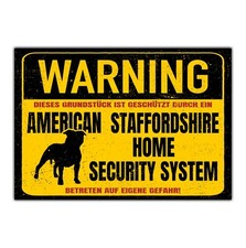 American Staffordshire Terrier Dog Schild Warning Security System Türschild Hund