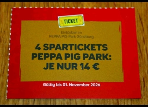 Peppa pig park spar tickets - peppa,