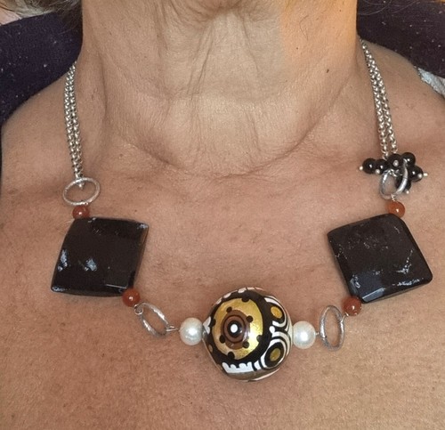 Kurze halskette mit onyx und - kurze,
