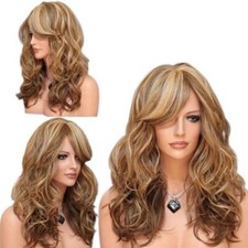 Sexy blonde Perücke Blond Haar Wigs Weiblich Gelockt Lang Frau Cosplay Kostüm
