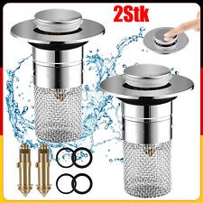2X Edelstahl Pop-Up-Abfluss filter Anti-Clog Waschbecken Sieb Badezimmer zubehör